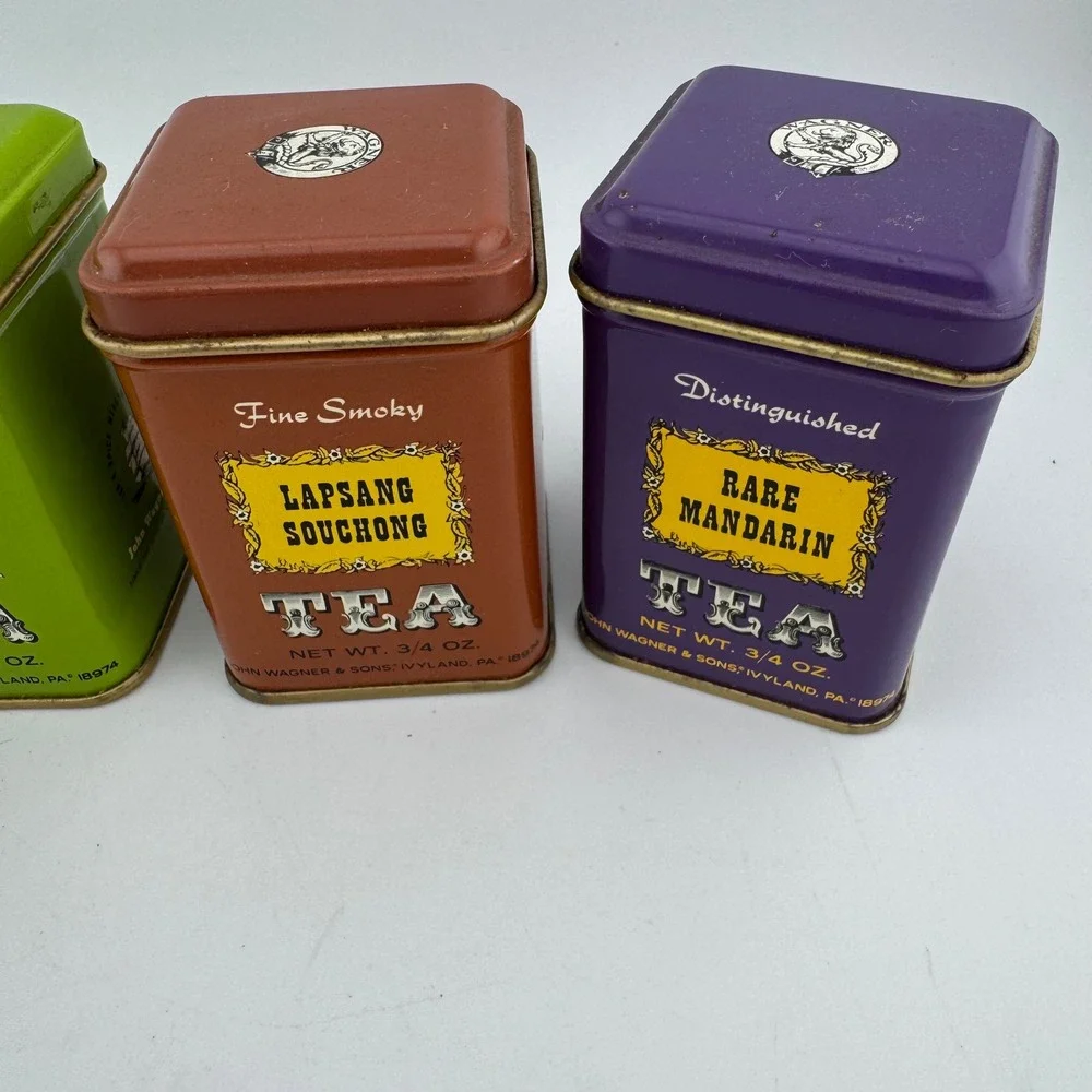 John Wagner & Sons Tea Tins Small Multicolor Vintage Set of 4 Kitchenalia